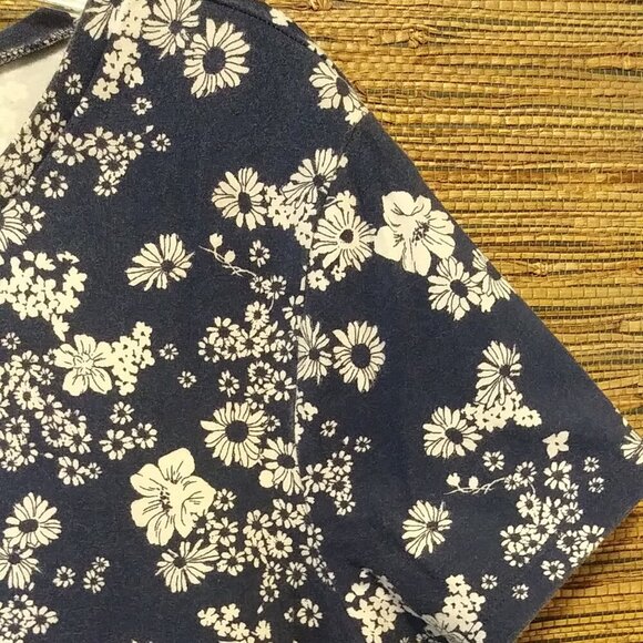 🌸 Old Navy XXL Navy Mini Dress White Floral  Stretch Cotton Blend - Picture 6 of 7